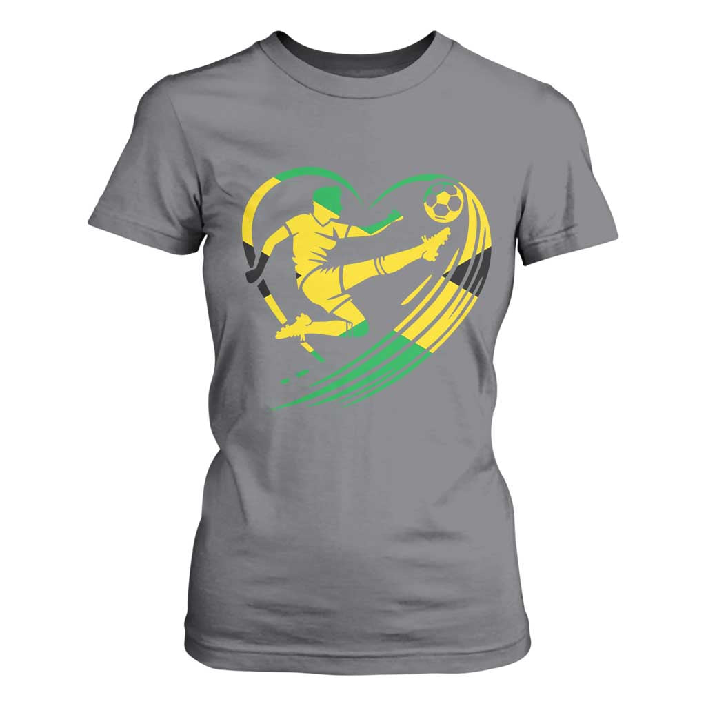 Jamaica Soccer T Shirt For Women Jamaican Flag Reggae Football Caribbean Pride TS10 Charcoal Print Your Wear