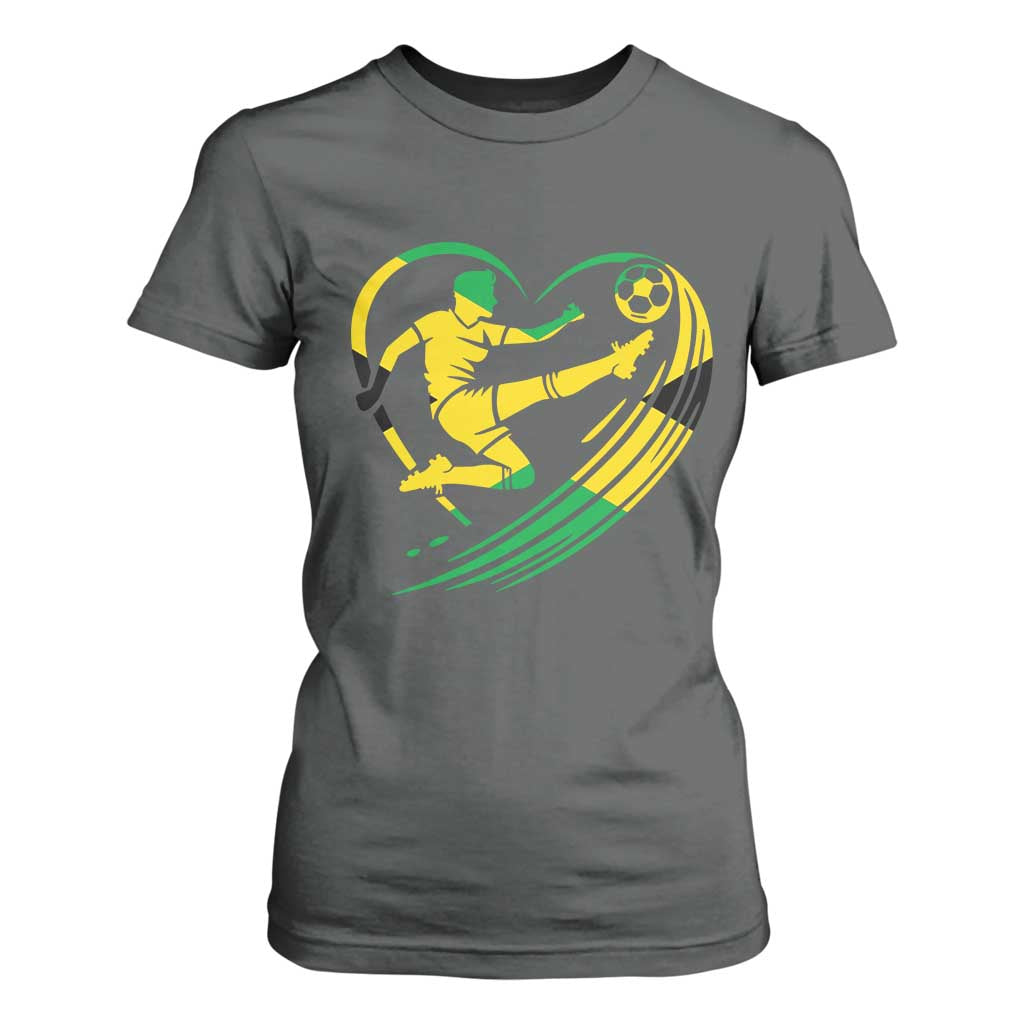 Jamaica Soccer T Shirt For Women Jamaican Flag Reggae Football Caribbean Pride TS10 Dark Heather Print Your Wear
