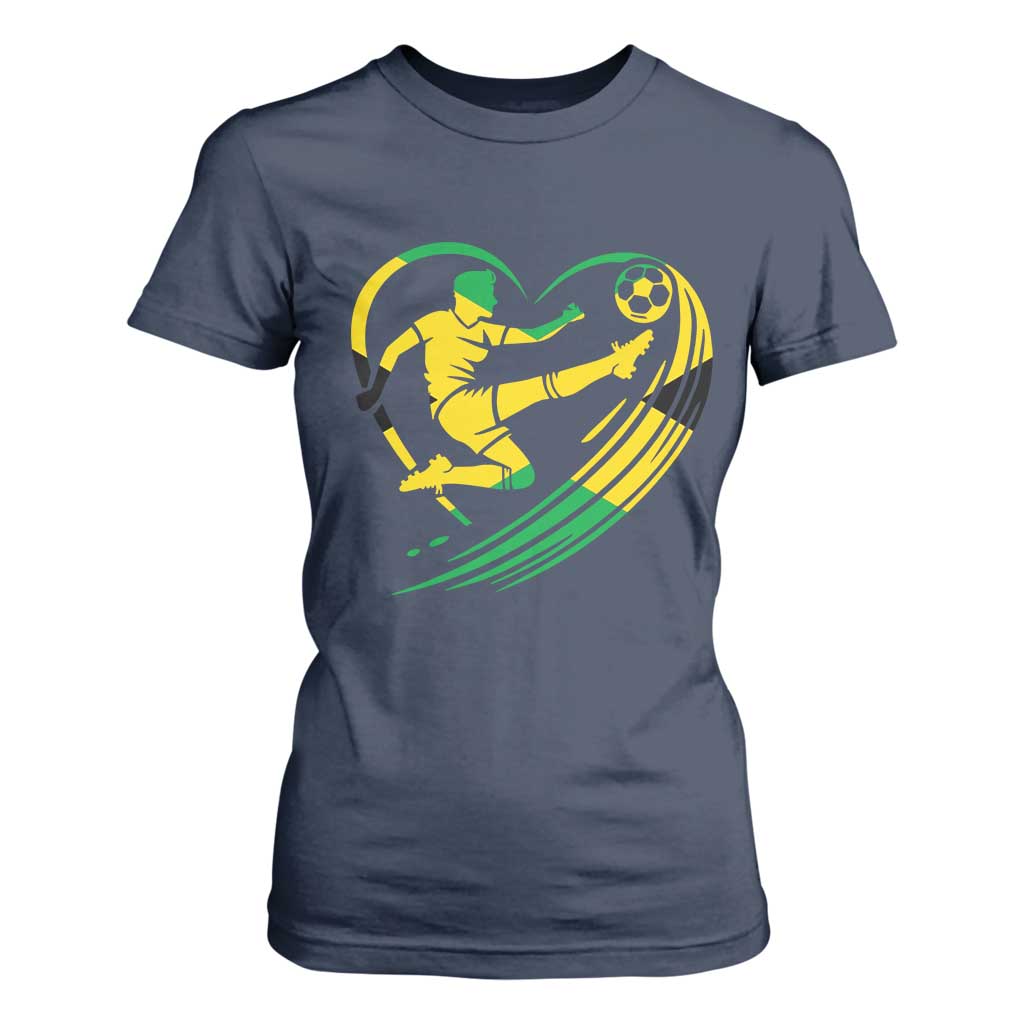 Jamaica Soccer T Shirt For Women Jamaican Flag Reggae Football Caribbean Pride TS10 Navy Print Your Wear