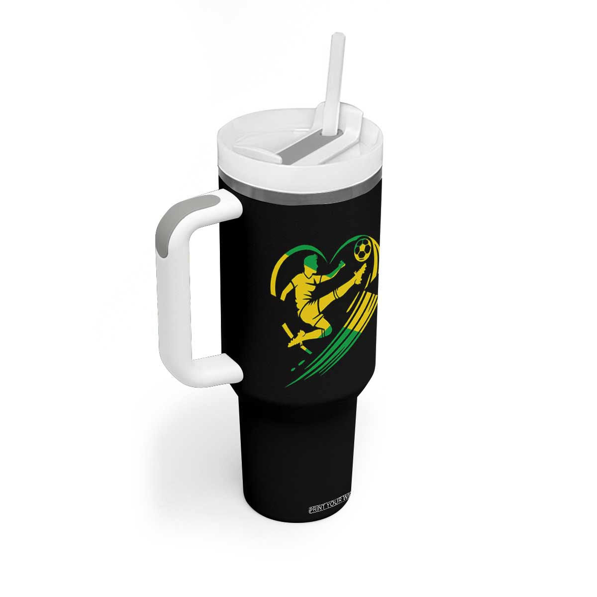 Jamaica Soccer Tumbler With Handle Jamaican Flag Reggae Football Caribbean Pride TS10 Print Your Wear