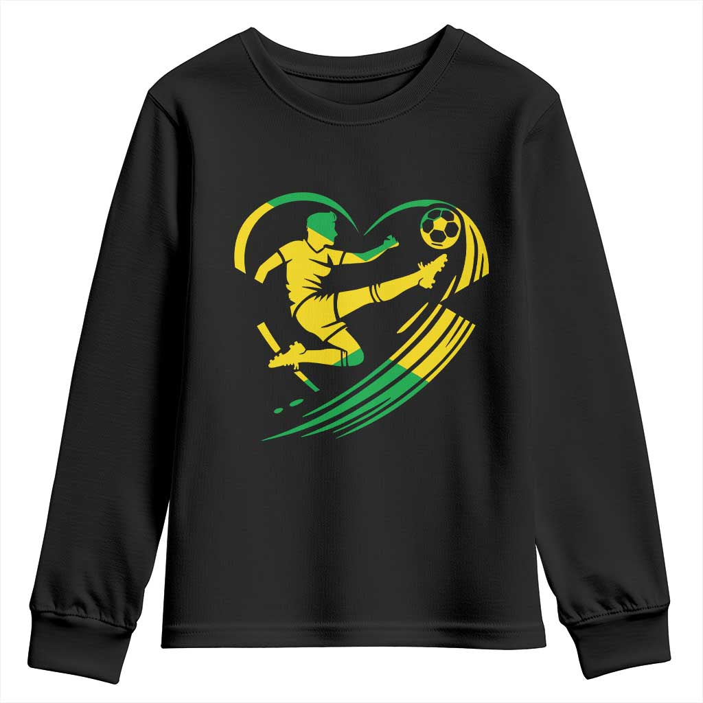 Jamaica Soccer Youth Sweatshirt Jamaican Flag Reggae Football Caribbean Pride TS10 Black Print Your Wear