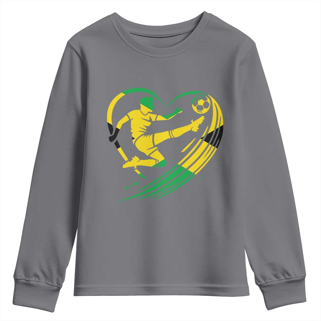 Jamaica Soccer Youth Sweatshirt Jamaican Flag Reggae Football Caribbean Pride TS10 Charcoal Print Your Wear