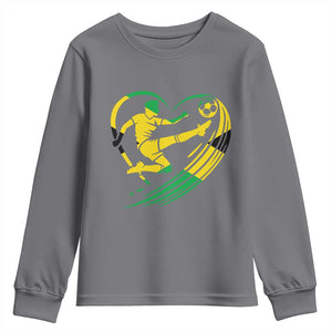 Jamaica Soccer Youth Sweatshirt Jamaican Flag Reggae Football Caribbean Pride TS10 Charcoal Print Your Wear