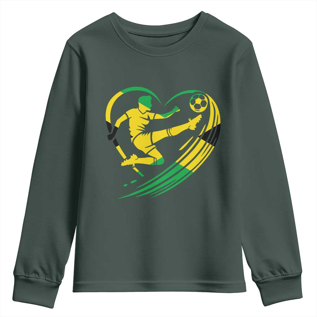 Jamaica Soccer Youth Sweatshirt Jamaican Flag Reggae Football Caribbean Pride TS10 Dark Forest Green Print Your Wear