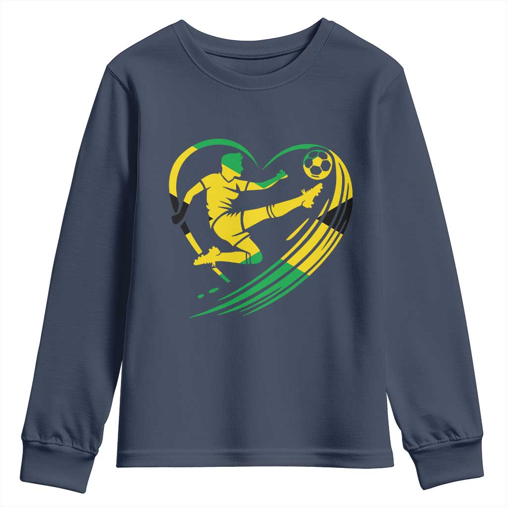 Jamaica Soccer Youth Sweatshirt Jamaican Flag Reggae Football Caribbean Pride TS10 Navy Print Your Wear