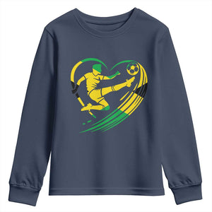 Jamaica Soccer Youth Sweatshirt Jamaican Flag Reggae Football Caribbean Pride TS10 Navy Print Your Wear