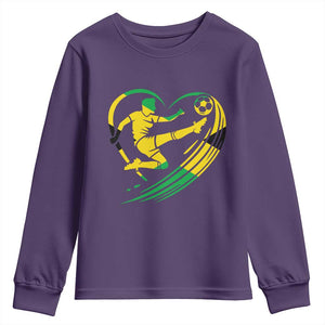 Jamaica Soccer Youth Sweatshirt Jamaican Flag Reggae Football Caribbean Pride TS10 Purple Print Your Wear