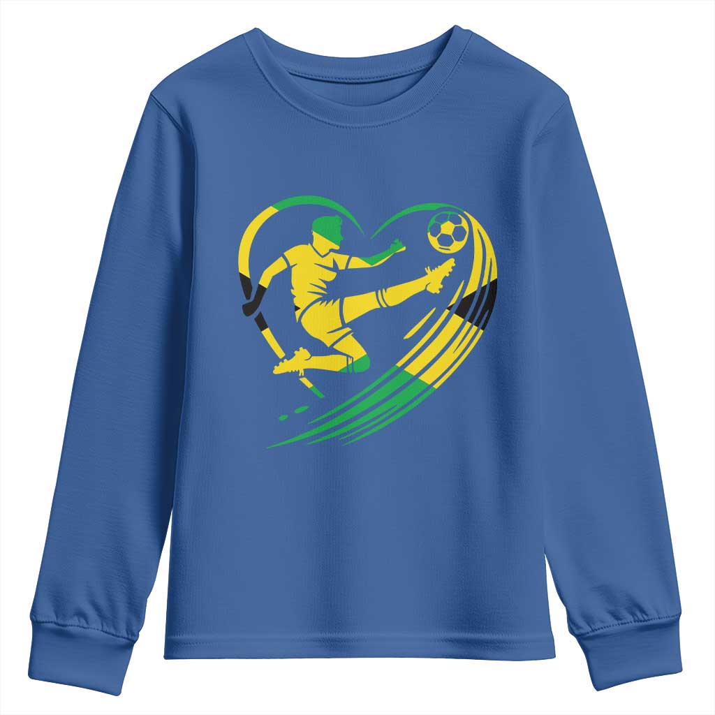 Jamaica Soccer Youth Sweatshirt Jamaican Flag Reggae Football Caribbean Pride TS10 Royal Blue Print Your Wear