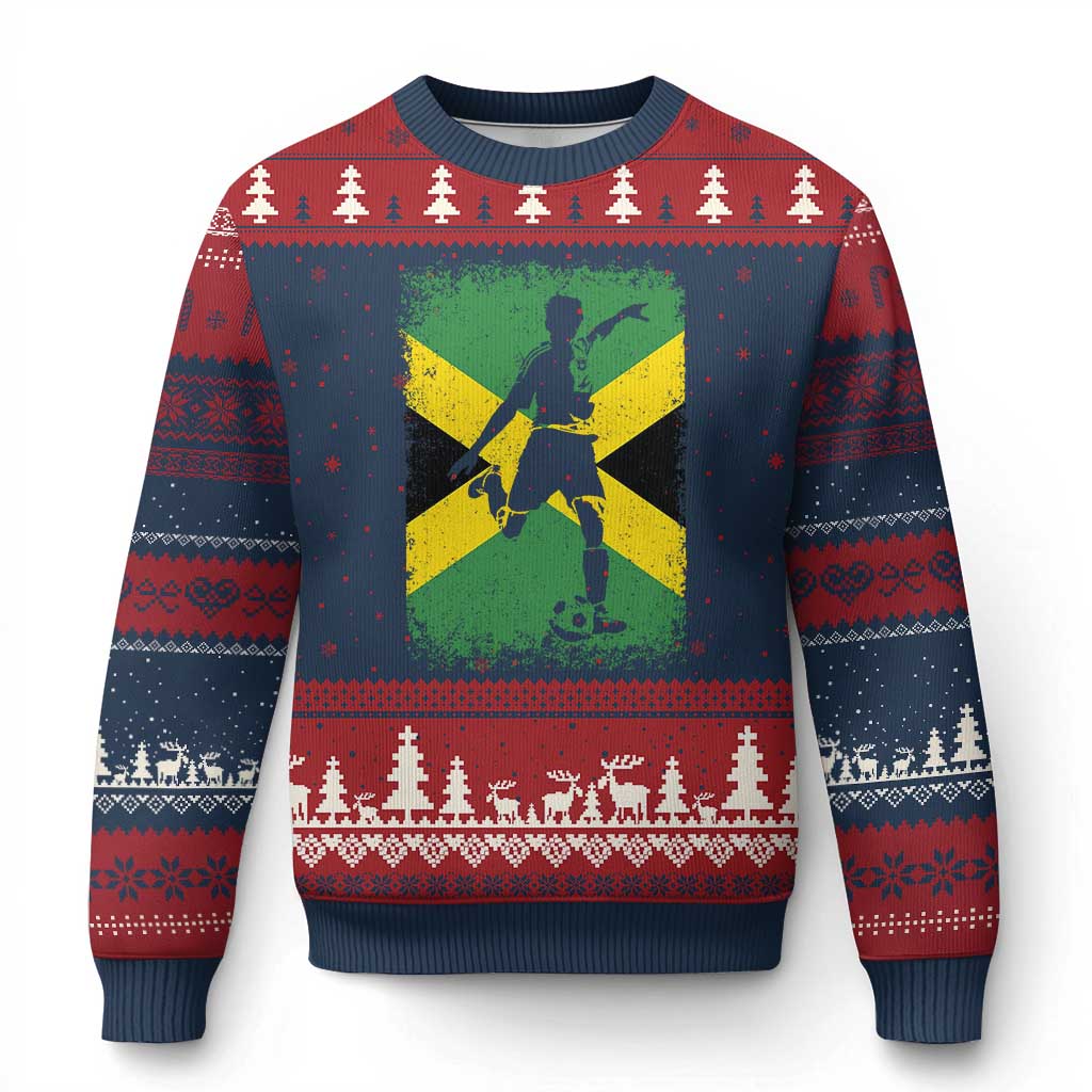 Jamaica Soccer Ugly Christmas Sweater Retro Vintage Watercolors Sport Jamaican Flag TS10 Navy Red Print Your Wear