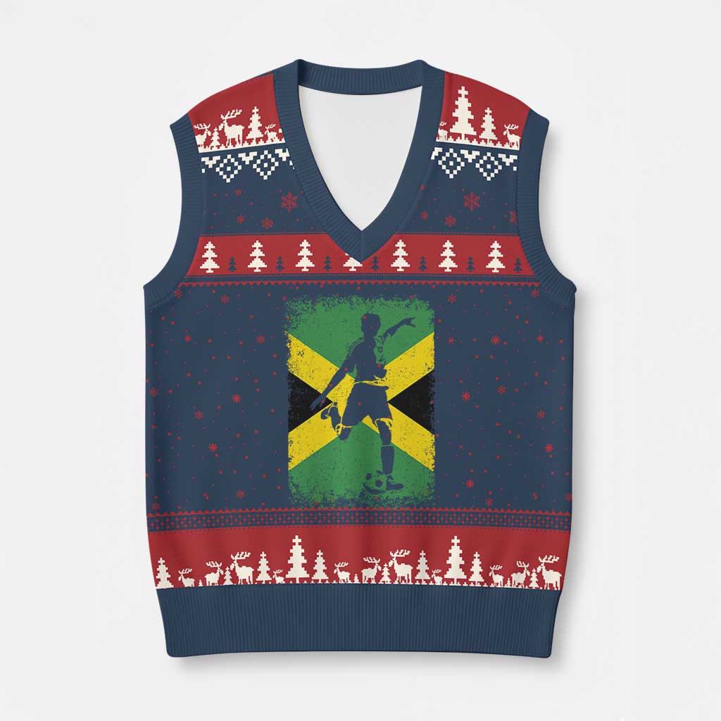 Jamaica Soccer V-Neck Knit Sweater Vest Retro Vintage Watercolors Sport Jamaican Flag TS10 Navy Red Print Your Wear
