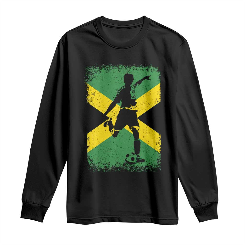 Jamaica Soccer Long Sleeve Shirt Retro Vintage Watercolors Sport Jamaican Flag TS10 Black Print Your Wear