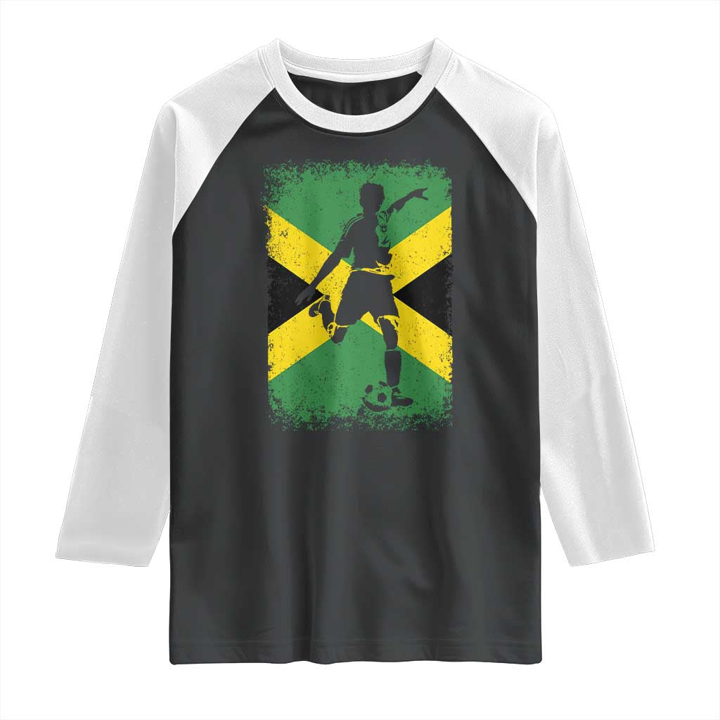 Jamaica Soccer Raglan Shirt Retro Vintage Watercolors Sport Jamaican Flag TS10 Black White Print Your Wear