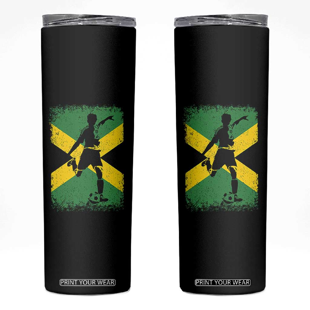 Jamaica Soccer Skinny Tumbler Retro Vintage Watercolors Sport Jamaican Flag TS10 Black Print Your Wear