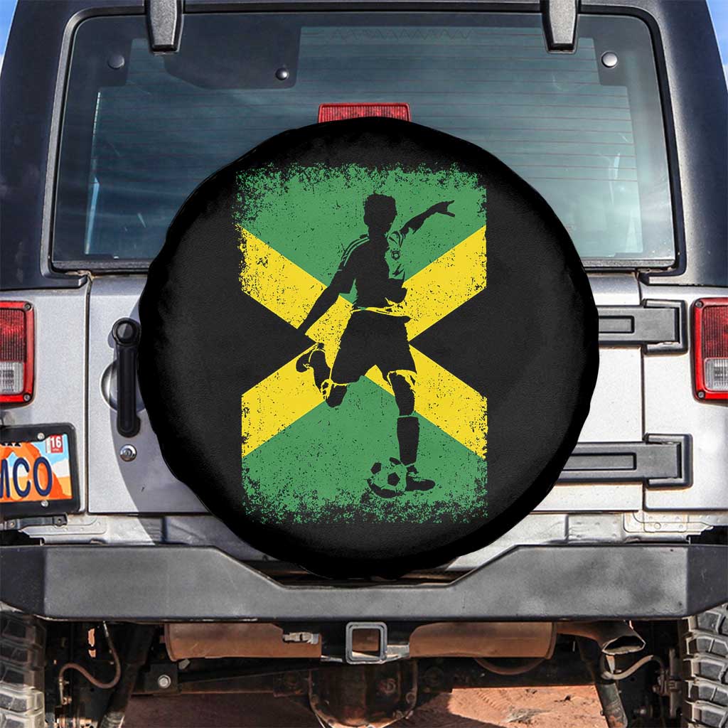 Jamaica Soccer Spare Tire Cover Retro Vintage Watercolors Sport Jamaican Flag TS10 No hole Black Print Your Wear