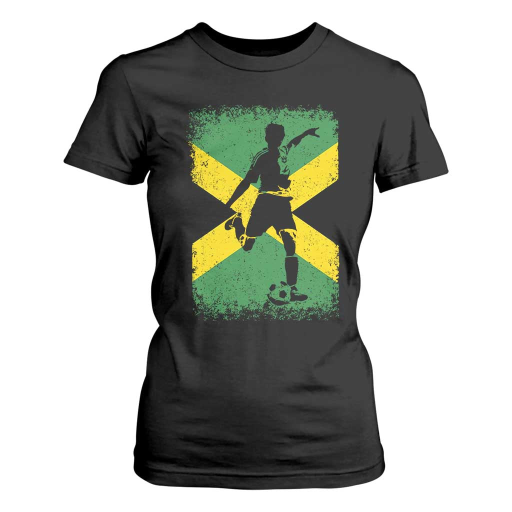 Jamaica Soccer T Shirt For Women Retro Vintage Watercolors Sport Jamaican Flag TS10 Black Print Your Wear