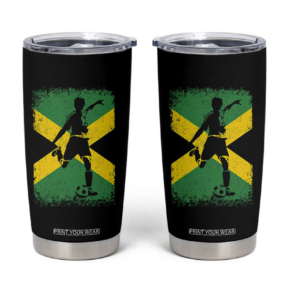 Jamaica Soccer Tumbler Cup Retro Vintage Watercolors Sport Jamaican Flag TS10 Black Print Your Wear