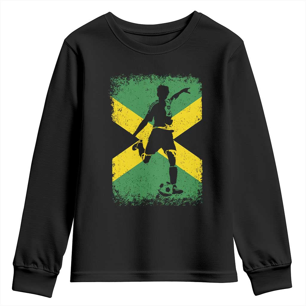 Jamaica Soccer Youth Sweatshirt Retro Vintage Watercolors Sport Jamaican Flag TS10 Black Print Your Wear