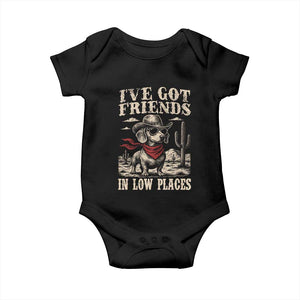 Funny Dachshund Cowboy Baby Onesie Ive Got Friends In Low Places TS10 Black Print Your Wear