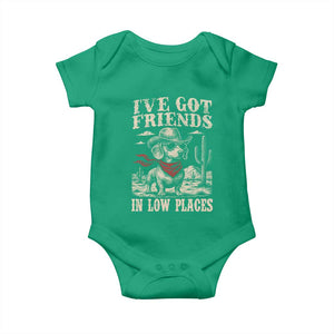 Funny Dachshund Cowboy Baby Onesie Ive Got Friends In Low Places TS10 Irish Green Print Your Wear