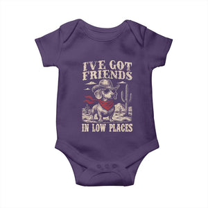 Funny Dachshund Cowboy Baby Onesie Ive Got Friends In Low Places TS10 Purple Print Your Wear