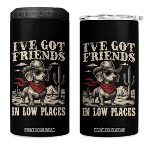 Funny Dachshund Cowboy 4 in 1 Can Cooler Tumbler Ive Got Friends In Low Places TS10 One Size: 16 oz Black Print Your Wear