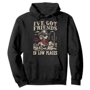 Funny Dachshund Cowboy Hoodie Ive Got Friends In Low Places TS10 Black Print Your Wear