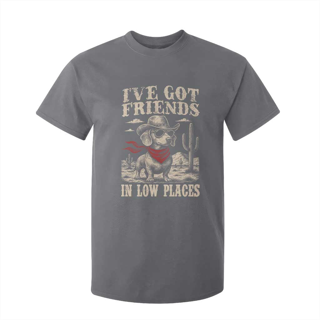 Funny Dachshund Cowboy T Shirt For Kid Ive Got Friends In Low Places TS10 Charcoal Print Your Wear
