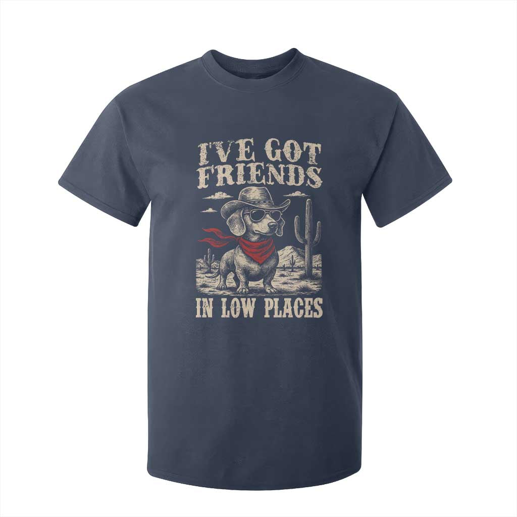 Funny Dachshund Cowboy T Shirt For Kid Ive Got Friends In Low Places TS10 Navy Print Your Wear
