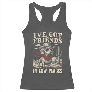 Funny Dachshund Cowboy Racerback Tank Top Ive Got Friends In Low Places TS10 Dark Heather Print Your Wear