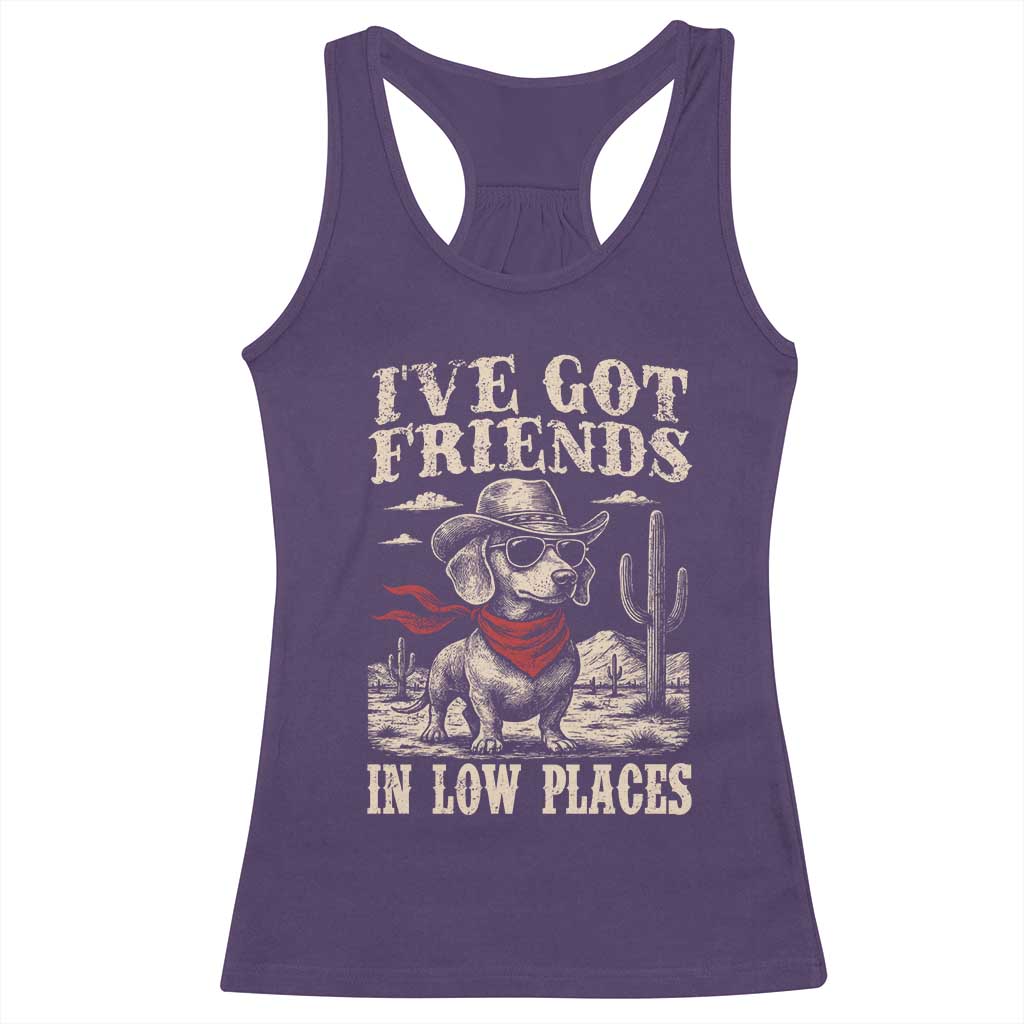 Funny Dachshund Cowboy Racerback Tank Top Ive Got Friends In Low Places TS10 Purple Print Your Wear