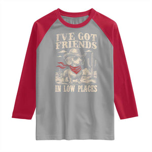 Funny Dachshund Cowboy Raglan Shirt Ive Got Friends In Low Places TS10 Sport Gray Red Print Your Wear
