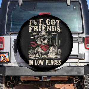 Funny Dachshund Cowboy Spare Tire Cover Ive Got Friends In Low Places TS10 No hole Black Print Your Wear