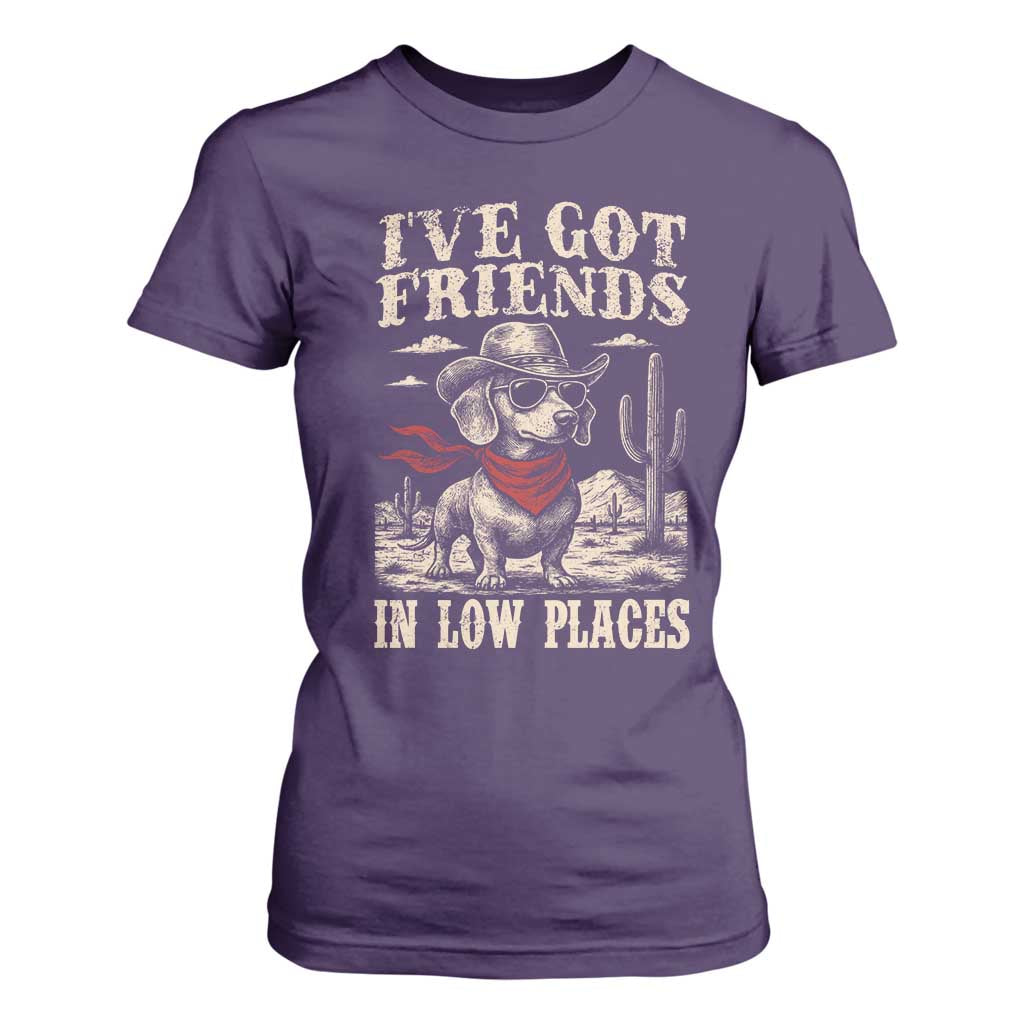 Funny Dachshund Cowboy T Shirt For Women Ive Got Friends In Low Places TS10 Purple Print Your Wear