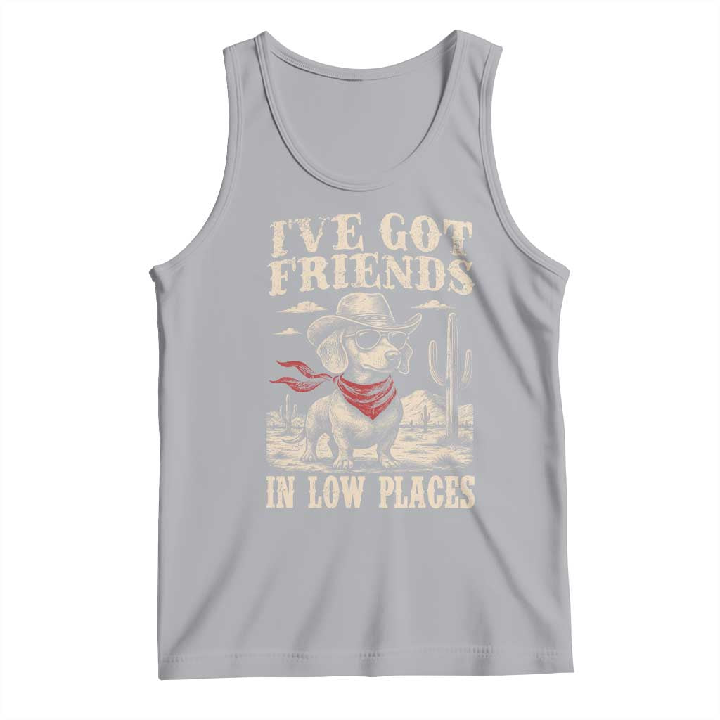 Funny Dachshund Cowboy Tank Top Ive Got Friends In Low Places TS10 Athletic Heather Print Your Wear
