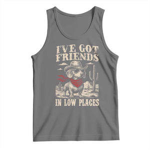 Funny Dachshund Cowboy Tank Top Ive Got Friends In Low Places TS10 Black Heather Print Your Wear