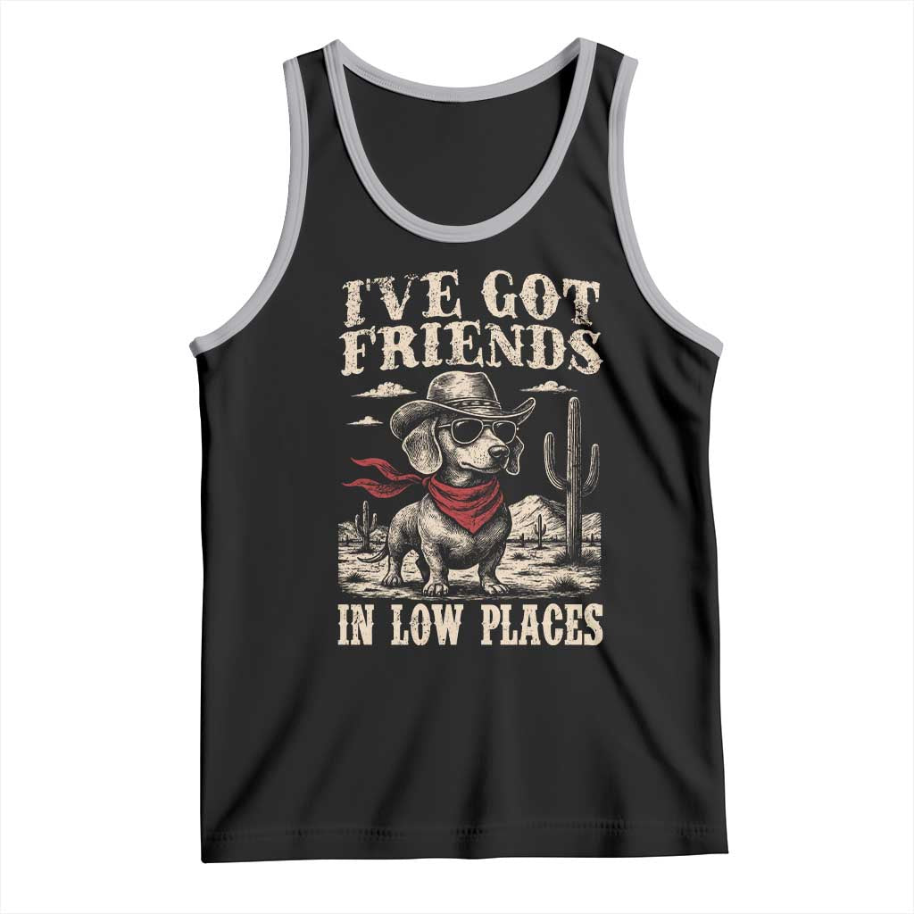 Funny Dachshund Cowboy Tank Top Ive Got Friends In Low Places TS10 Black Athletic Heather Print Your Wear