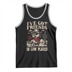 Funny Dachshund Cowboy Tank Top Ive Got Friends In Low Places TS10 Black Athletic Heather Print Your Wear
