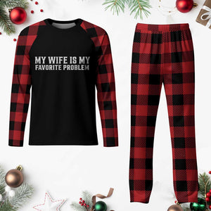 My Wife Is My Favorite Problem Funny Husband Marriage Graphic Plaid Pajama Set