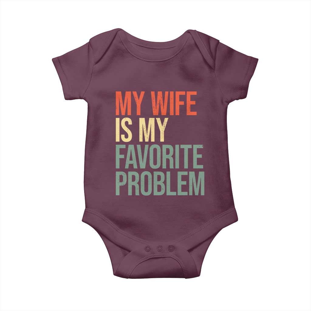My Wife Is My Favorite Problem Funny Baby Onesie Retro 70s Husband Graphic