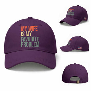My Wife Is My Favorite Problem Funny Baseball Cap Retro 70s Husband Graphic