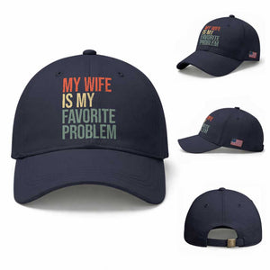 My Wife Is My Favorite Problem Funny Baseball Cap Retro 70s Husband Graphic