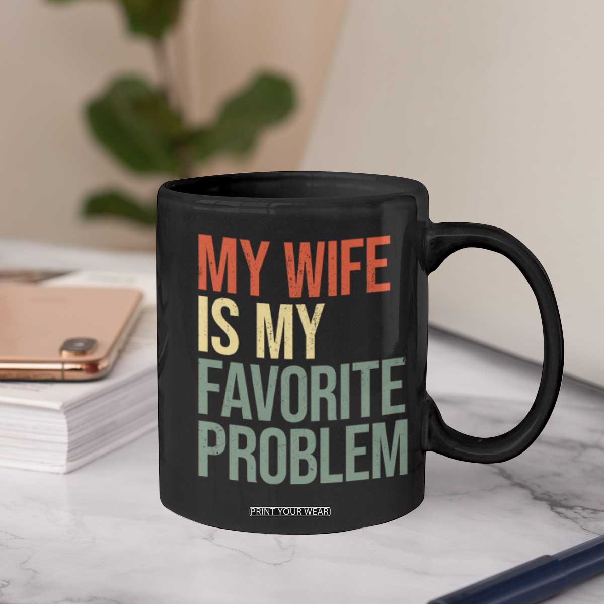 My Wife Is My Favorite Problem Funny Coffee Mug Retro 70s Husband Graphic