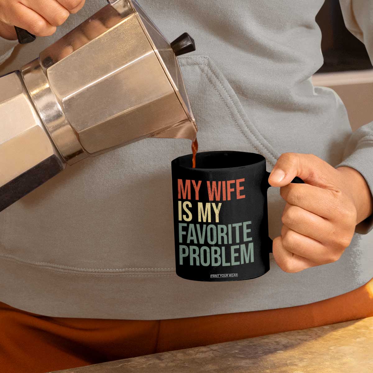 My Wife Is My Favorite Problem Funny Coffee Mug Retro 70s Husband Graphic