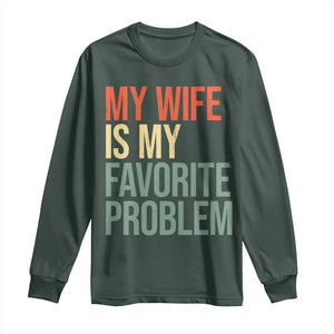 My Wife Is My Favorite Problem Funny Long Sleeve Shirt Retro 70s Husband Graphic