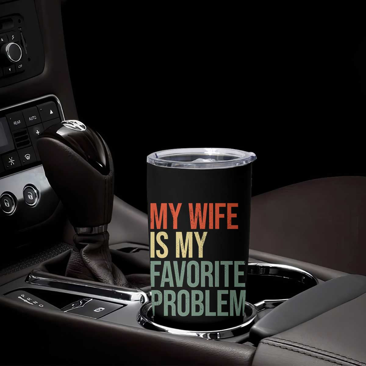 My Wife Is My Favorite Problem Funny Tumbler Cup Retro 70s Husband Graphic