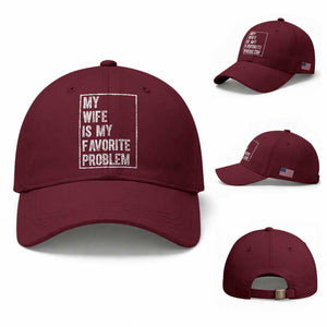 My Wife Is My Favorite Problem Funny Husband Baseball Cap Distressed Graphic