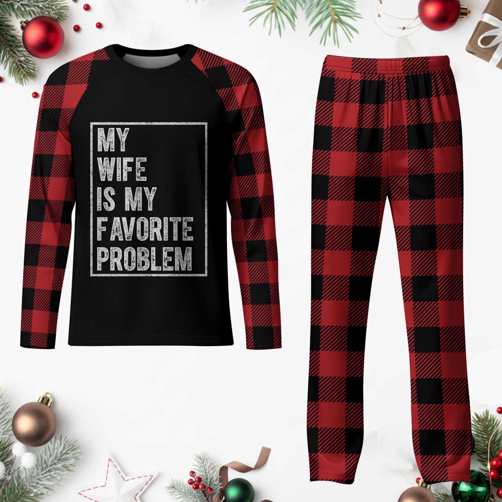 My Wife Is My Favorite Problem Funny Husband Plaid Pajama Set Distressed Graphic TS10 Buffalo Plaid Print Your Wear