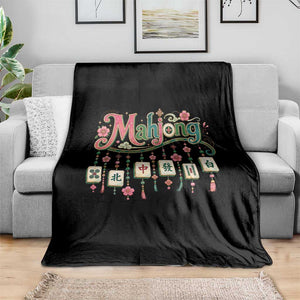 Funny Mahjong Lovers Throw Blanket Funny Mahjong Lovers Chinese Game Floral Vintage Aesthetic Graphic