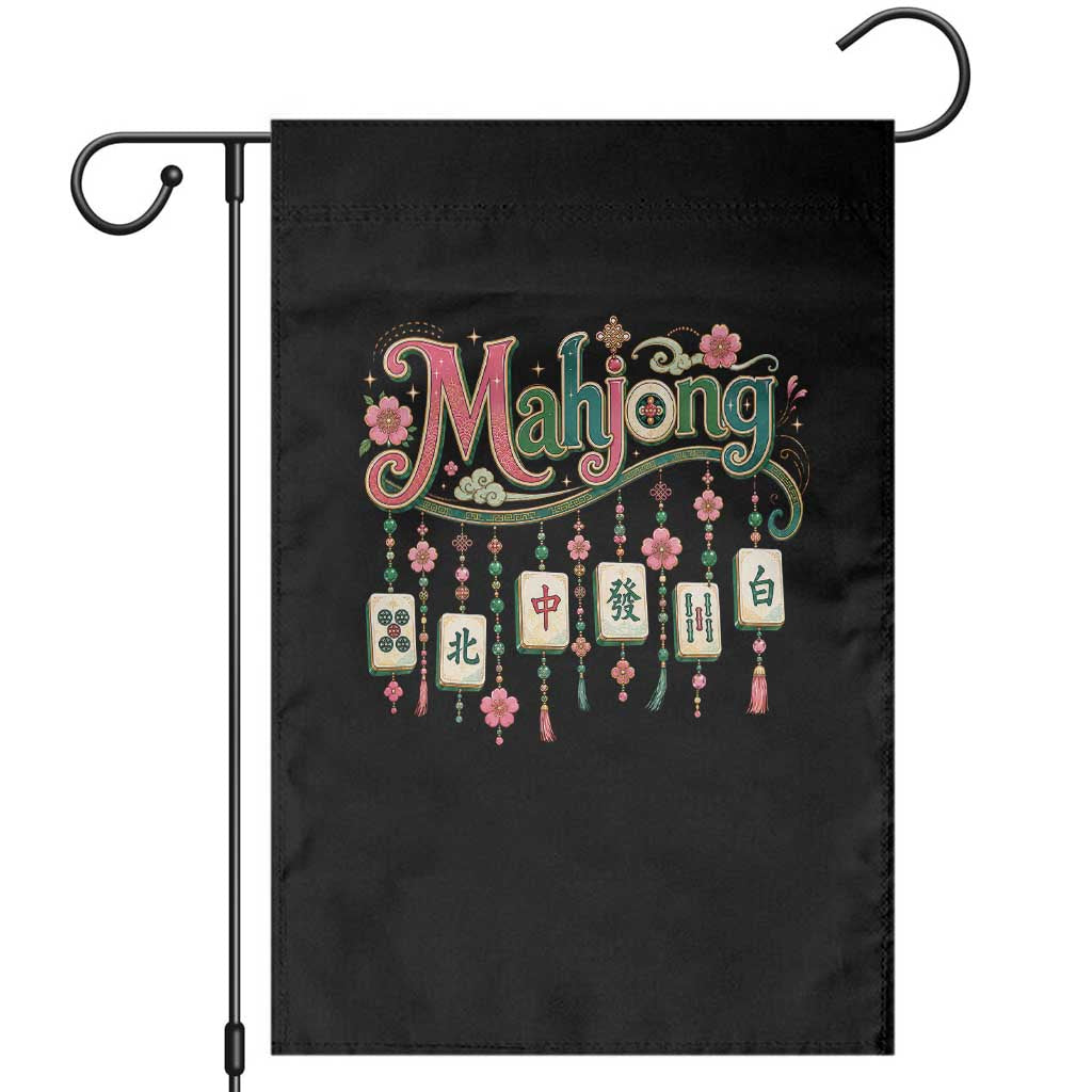 Funny Mahjong Lovers Garden Flag Funny Mahjong Lovers Chinese Game Floral Vintage Aesthetic Graphic