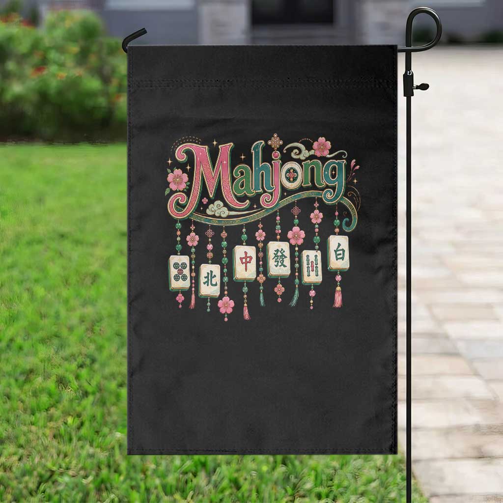 Funny Mahjong Lovers Garden Flag Funny Mahjong Lovers Chinese Game Floral Vintage Aesthetic Graphic
